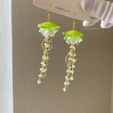Green Jellyfish Dangle Earrings - Unique Jellyfish Earrings - Beach vibes Earrings